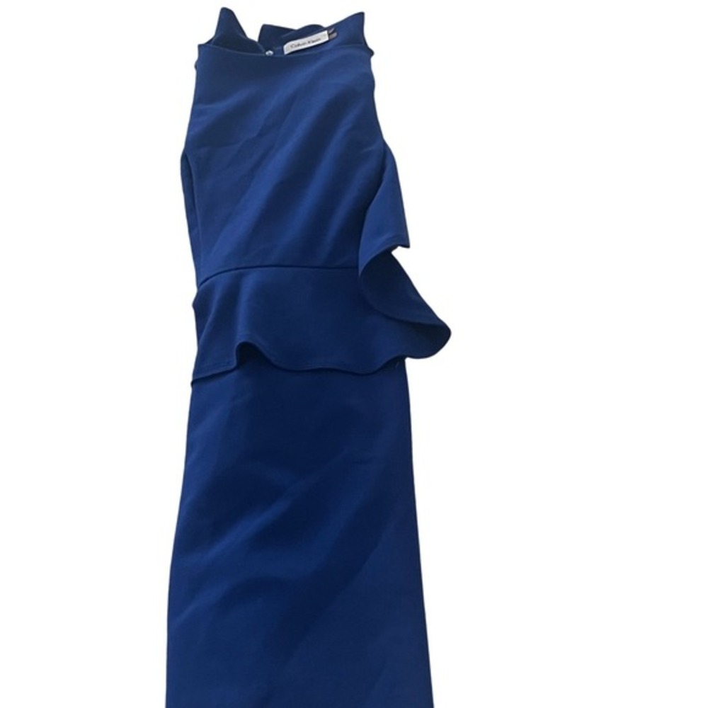 Calvin Klein Royal Blue‎ Ruffle Sheath Dress Fits S - Picture 3 of 9